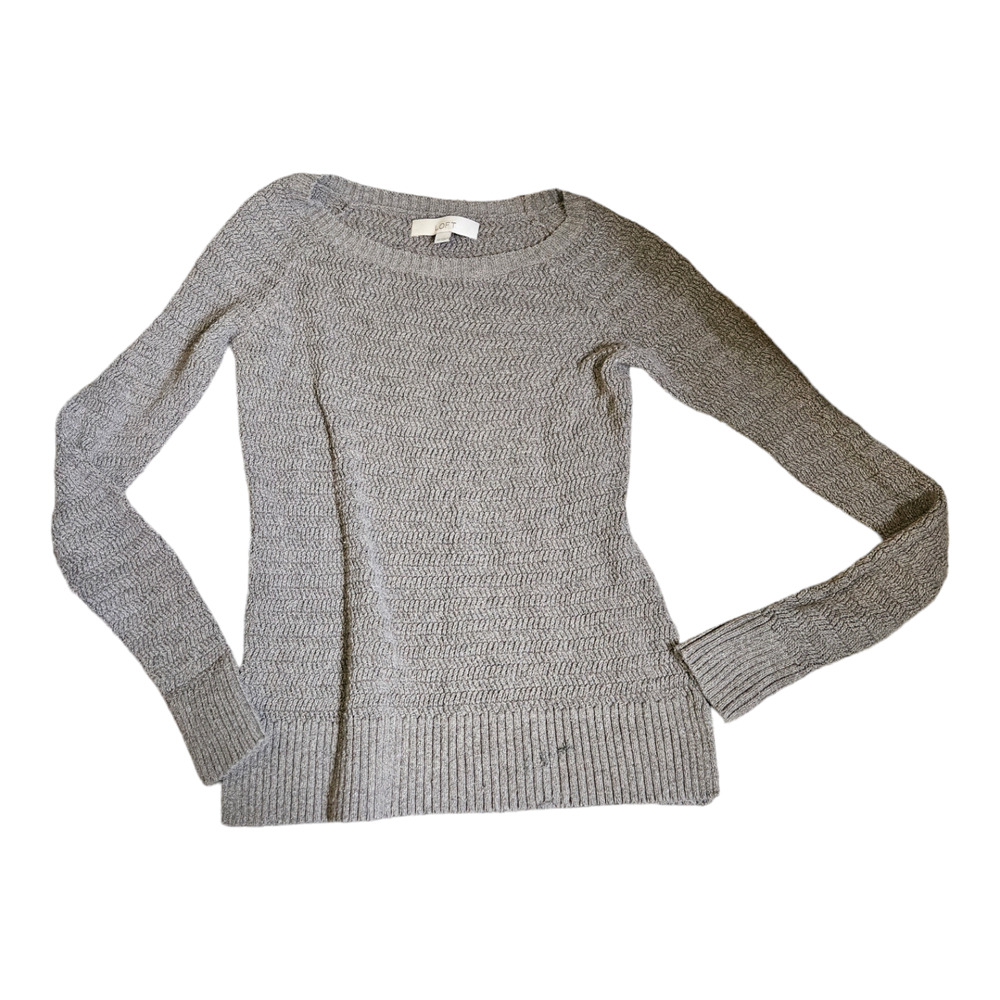 LOFT XS Long Sleeve Gray Knit Pullover Sweater